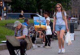 The painting is a copy of the stamp "Russian warship… EVERYTHING!" on the street in Kiev