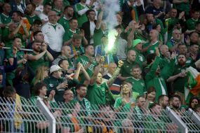 Fans of the Irish national football team in the stands