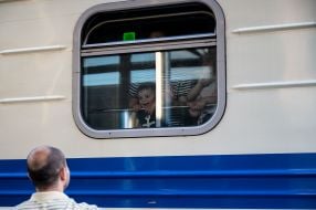 The man accompanies relatives to the railway station in Kiev