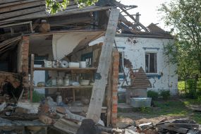 Destroyed house in the village of Cooks