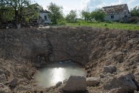 Funnel from a shell in the yard of a house in the village of Kuhari