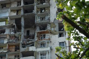 Destroyed houses in Chernihiv