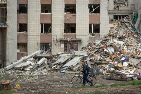 Destroyed dormitory in Chernihiv
