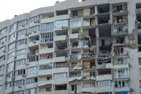 Destroyed houses in Chernihiv