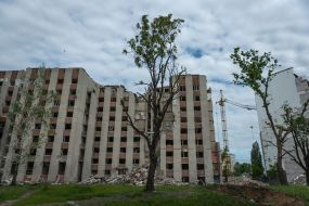 Destroyed dormitory in Chernihiv