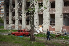Destroyed dormitory in Chernihiv