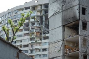 Destroyed houses in Chernihiv