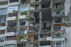 Destroyed houses in Chernihiv
