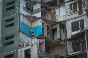 Destroyed houses in Chernihiv
