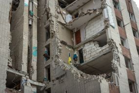 Destroyed dormitory in Chernihiv