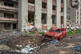 Destroyed dormitory in Chernihiv
