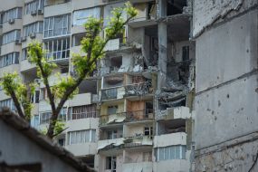 Destroyed houses in Chernihiv