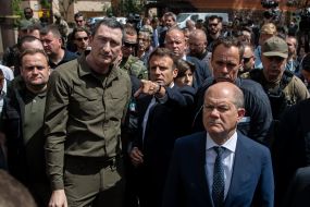 Oleksiy Chernyshov, Emmanuel Macron, Olaf Scholz visited Irpіn