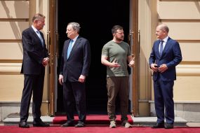 Meeting of Volodymyr Zelensky with Emmanuel Macron, Olaf Scholz, Mario Draghi, Klaus Johannis