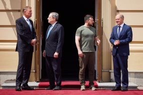 Meeting of Volodymyr Zelensky with Emmanuel Macron, Olaf Scholz, Mario Draghi, Klaus Johannis