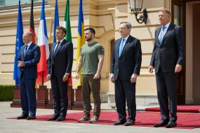 Meeting of Volodymyr Zelensky with Emmanuel Macron, Olaf Scholz, Mario Draghi, Klaus Johannis