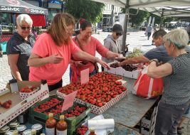 Fruit trade at the Market Square in Örebro (Sweden)