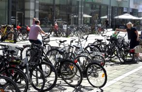 Bicycles on one of the central streets of Orebro