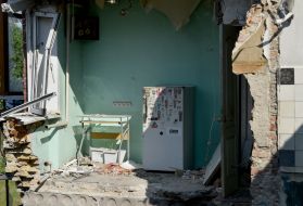 Surviving fragment of a room in a house in the village of Gorenka destroyed by shelling by Russian occupiers