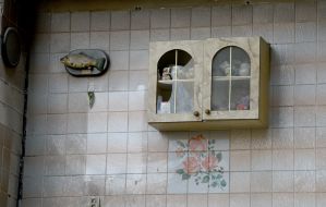 Surviving fragment of a room in a house in the village of Gorenka destroyed by shelling by Russian occupiers
