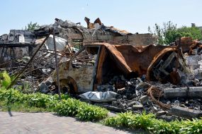 Destruction due to shelling by the Russian occupiers in Irpen