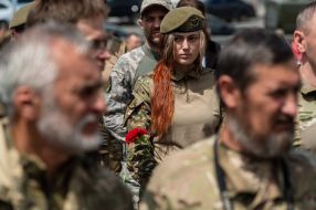 Farewell to the commander of the battalion "Carpathian Sich" Oleg Kutsin in Kiev