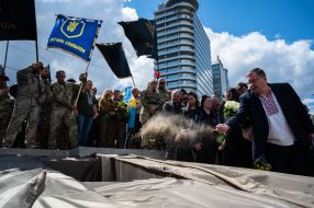 Farewell to the commander of the battalion "Carpathian Sich" Oleg Kutsin in Kiev