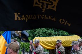 Прощание с командиром батальона "Карпатська січ" Олегом Куциным в Киеве