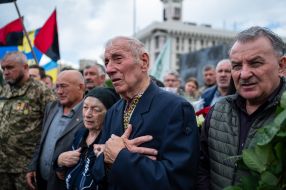 Прощание с командиром батальона "Карпатська січ" Олегом Куциным в Киеве