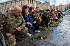 Прощание с командиром батальона "Карпатська січ" Олегом Куциным в Киеве