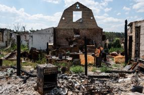 Damage after shelling in Moshchun village (Kyiv region)