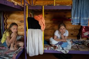 A camp for displaced children in the village of Semipolka, Kyiv region