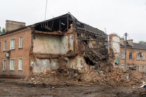 Destroyed house after rocket attack