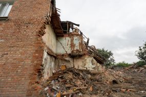 Destroyed house after rocket attack