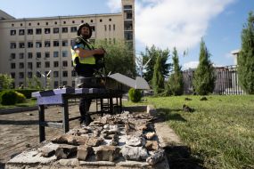Fragments of a Russian artillery projectile