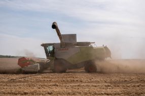 Harvesting wheat in the Kyiv region