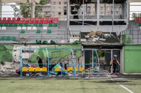 The stadium in Irpіn, destroyed as a result of shelling by the Russian occupiers