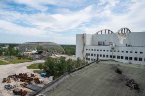 Destroyed by the Russian occupiers the world's largest aircraft AN-225 Dream in the hangar at the airport in Gostomel