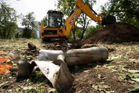 Remains of ammunition in one of the residential areas of Kharkiv