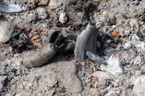 Fragments of a projectile in one of the residential areas of Kharkiv