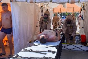 Rescuers practiced emergency response measures in the event of a radiation accident at the Zaporizhzhia NPP