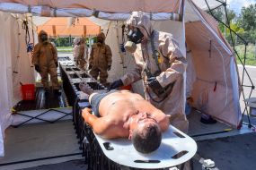 Rescuers practiced emergency response measures in the event of a radiation accident at the Zaporizhzhia NPP