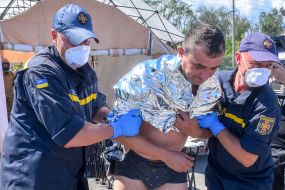 Rescuers practiced emergency response measures in the event of a radiation accident at the Zaporizhzhia NPP