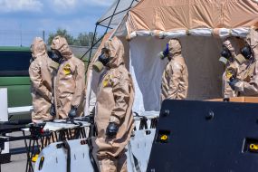 Rescuers practiced emergency response measures in the event of a radiation accident at the Zaporizhzhia NPP