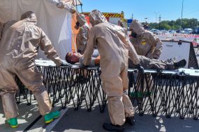 Rescuers practiced emergency response measures in the event of a radiation accident at the Zaporizhzhia NPP