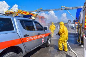 Rescuers practiced emergency response measures in the event of a radiation accident at the Zaporizhzhia NPP