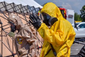 Rescuers practiced emergency response measures in the event of a radiation accident at the Zaporizhzhia NPP