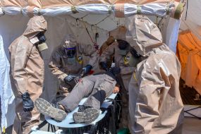 Rescuers practiced emergency response measures in the event of a radiation accident at the Zaporizhzhia NPP