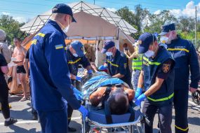Rescuers practiced emergency response measures in the event of a radiation accident at the Zaporizhzhia NPP