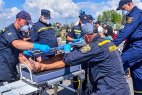 Rescuers practiced emergency response measures in the event of a radiation accident at the Zaporizhzhia NPP